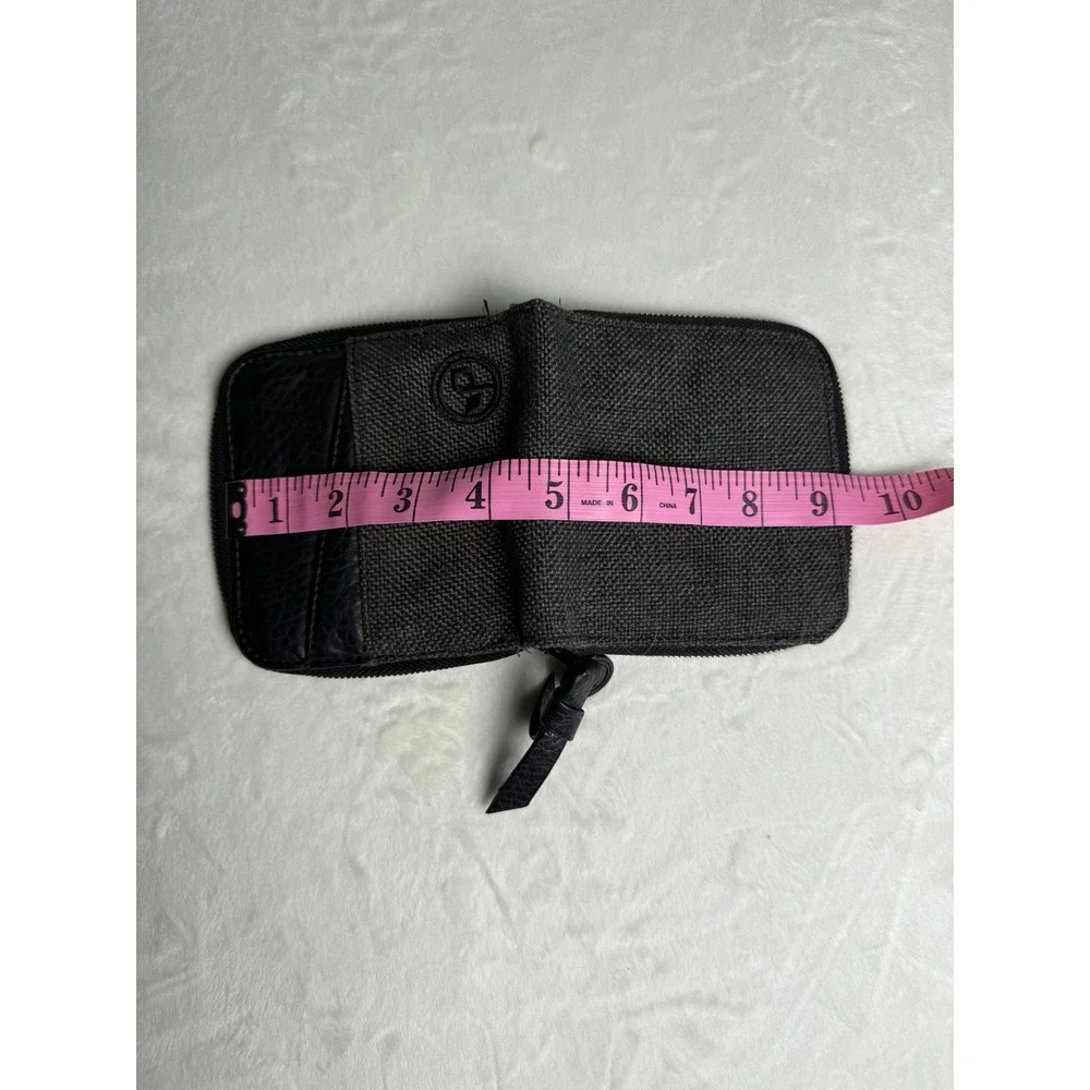 Pistil Womens Zip Around Wallet Charcoal Grey Canvas Black Faux Leather Floral